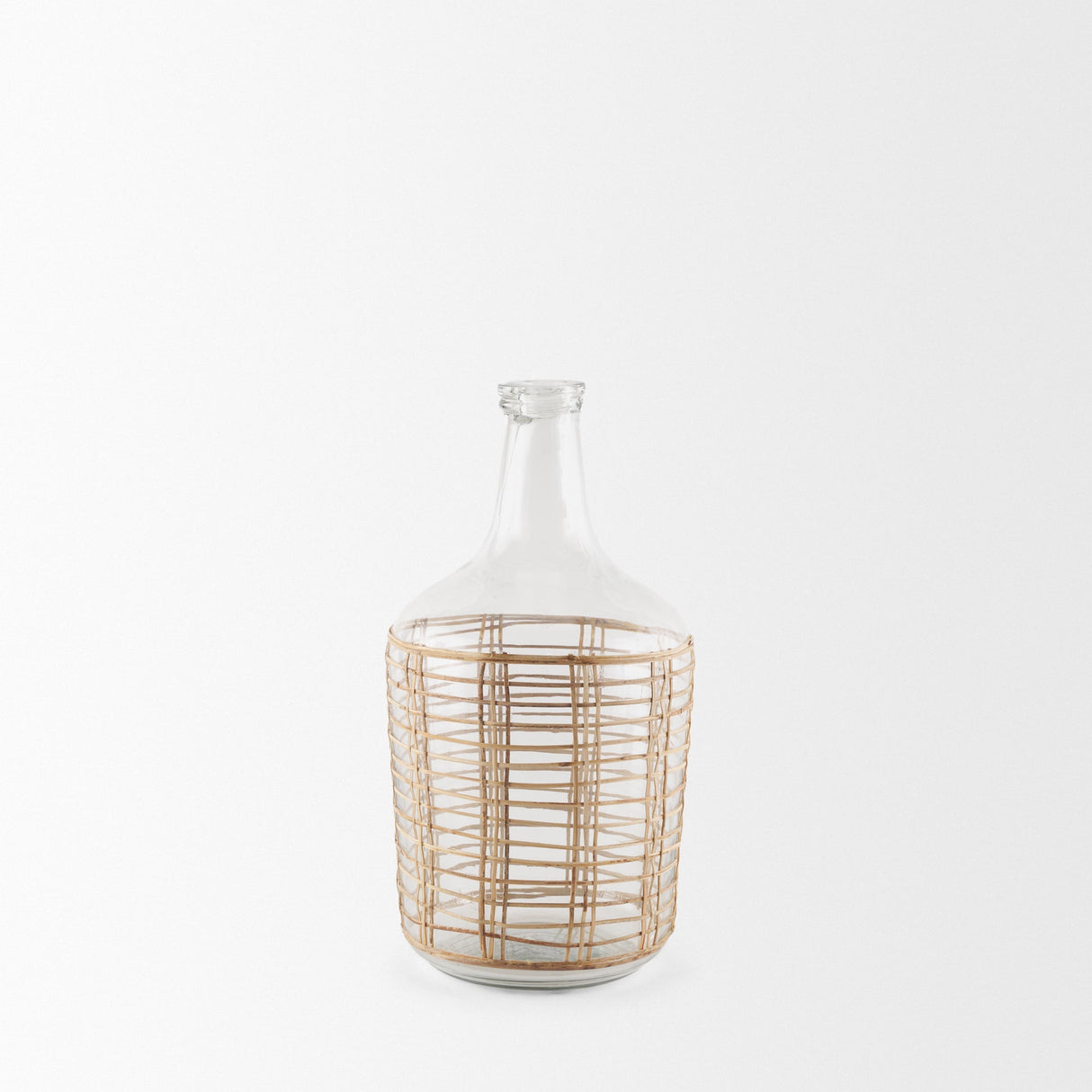 Troian Medium Rattan Wrapped Glass Bottle by Mercana at Eve Furniture