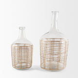 Troian Medium Rattan Wrapped Glass Bottle by Mercana at Eve Furniture
