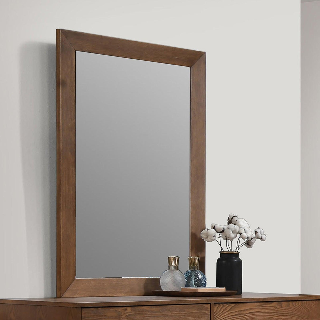 Tromso Walnut Mirror w/ Support by Furniture of America at Eve Furniture
