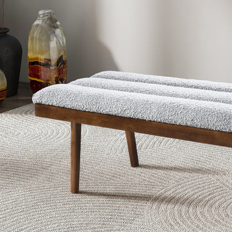 Troni Light Grey Boucle Bench by Ashcroft Furniture at Eve Furniture