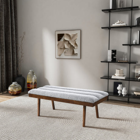 Troni Light Grey Boucle Bench by Ashcroft Furniture at Eve Furniture