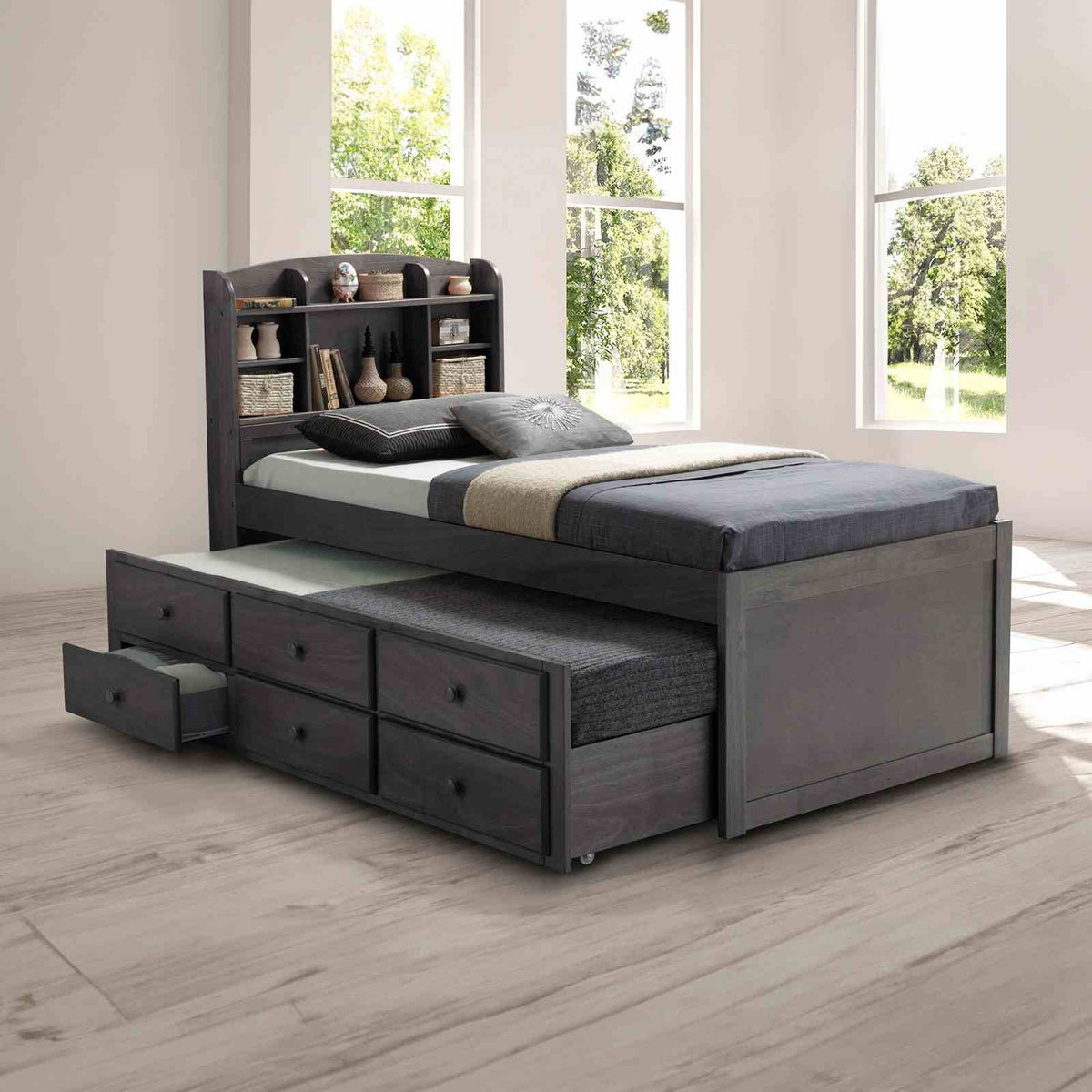 Troutdale Stain Gray Captain Bed