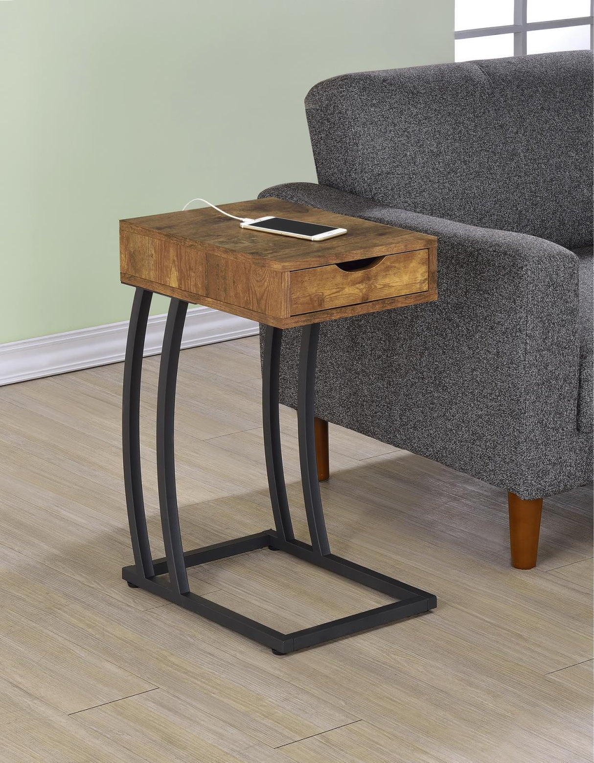 Troy Antique Nutmeg Accent Table with Power Outlet