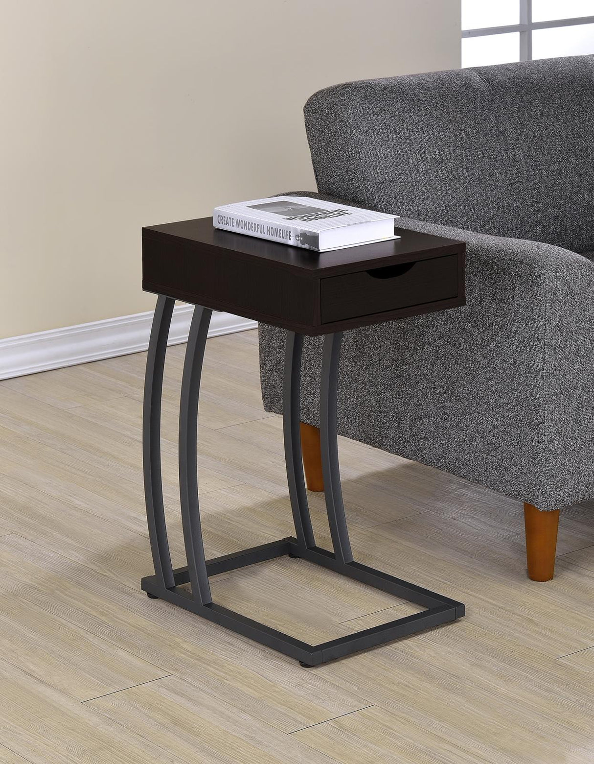 Troy Cappuccino Accent Table with Power Outlet