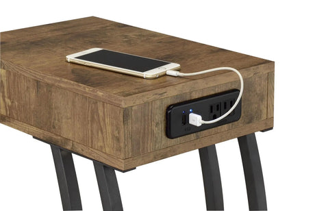 Troy Antique Nutmeg Accent Table with Power Outlet by Coaster at Eve Furniture