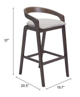 Troy Dove Gray & Espresso Barstool (Set of 2) by Zuomod at Eve Furniture