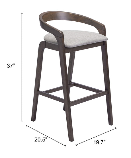 Troy Dove Gray & Espresso Barstool (Set of 2) by Zuomod at Eve Furniture