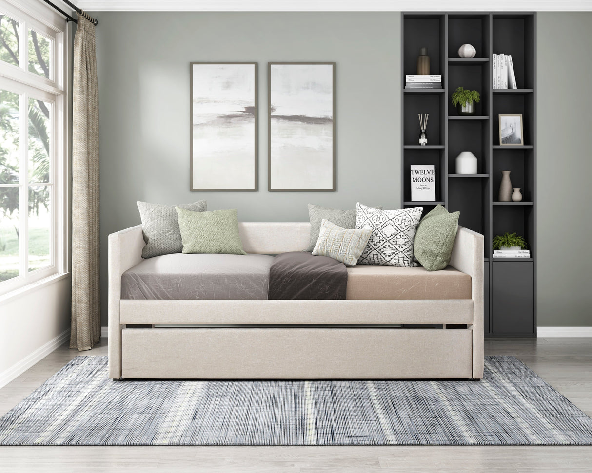 Trudy Beige Twin Daybed with Trundle