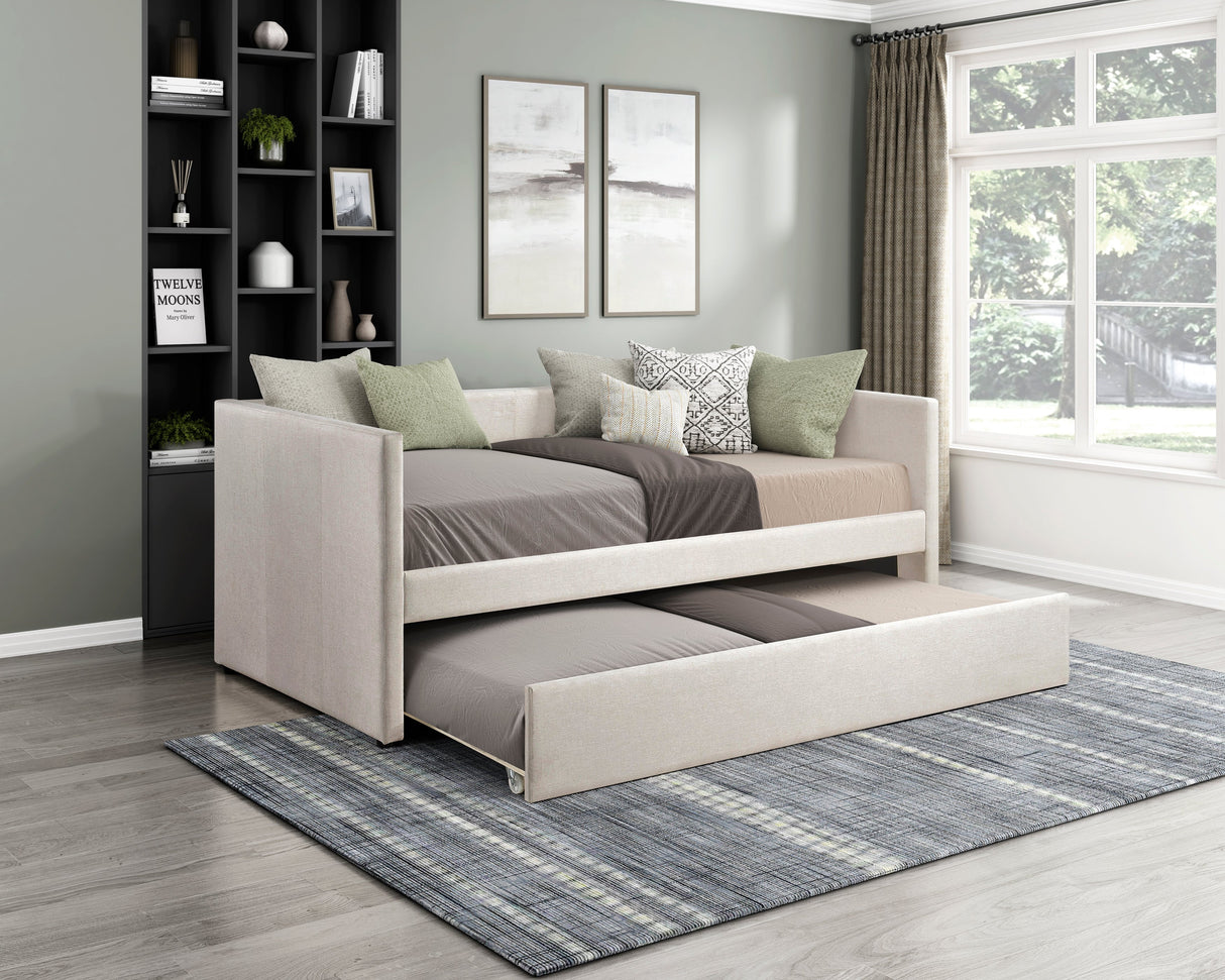 Trudy Beige Twin Daybed with Trundle