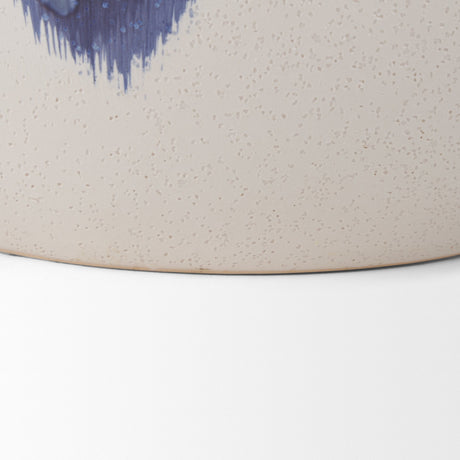 Truett White w/ Blue Stripes Ceramic Jug Vase by Mercana at Eve Furniture