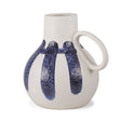 Truett White w/ Blue Stripes Ceramic Jug Vase by Mercana at Eve Furniture