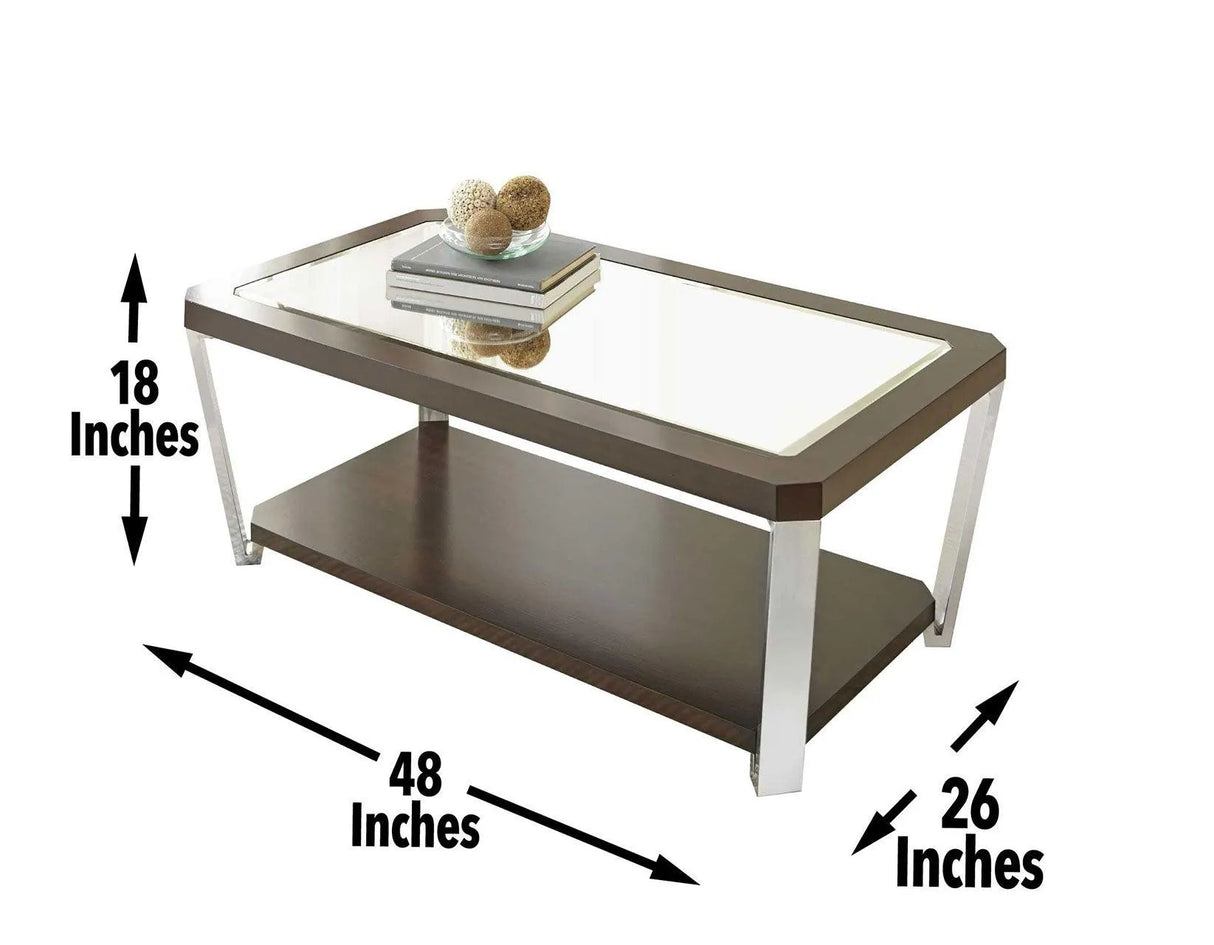 Truman Cocktail Table [stainless steel] by Steve Silver at Eve Furniture