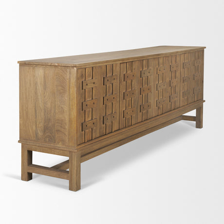 Truss Cool Brown Wood 4 Door Closed Sideboard by Mercana at Eve Furniture