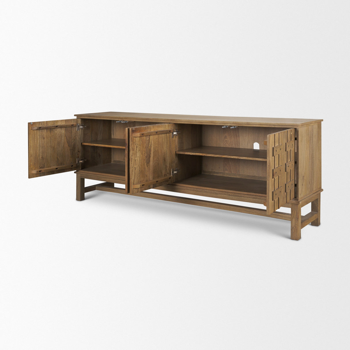 Truss Cool Brown Wood 4 Door Closed Sideboard by Mercana at Eve Furniture