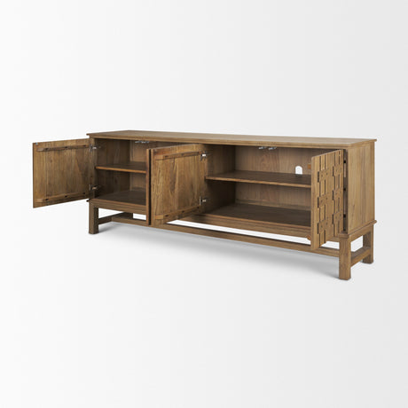 Truss Cool Brown Wood 4 Door Closed Sideboard by Mercana at Eve Furniture