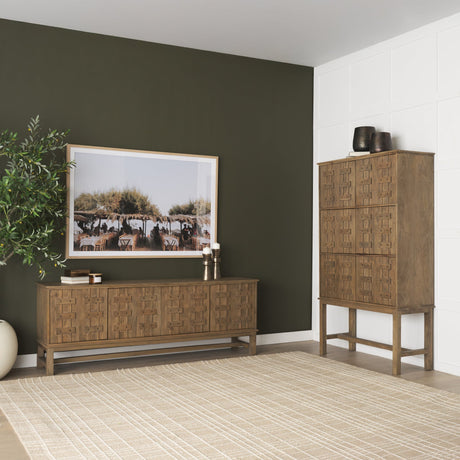 Truss Cool Brown Wood 6 Door Tall Cabinet by Mercana at Eve Furniture