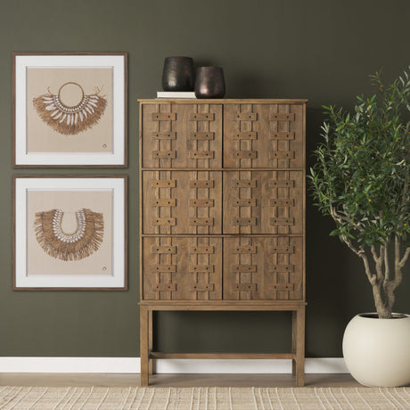Truss Cool Brown Wood 6 Door Tall Cabinet by Mercana at Eve Furniture