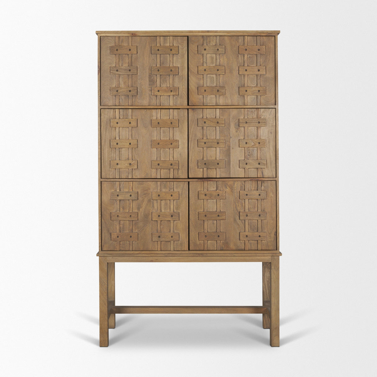 Truss Cool Brown Wood 6 Door Tall Cabinet by Mercana at Eve Furniture