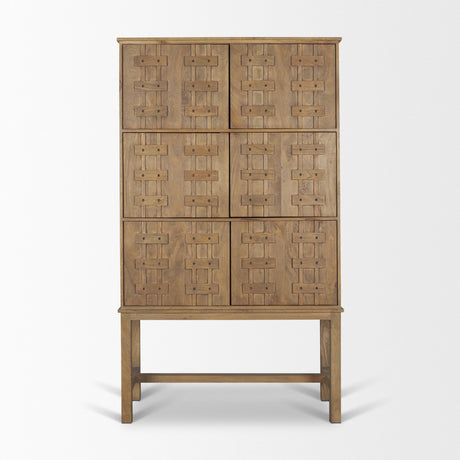 Truss Cool Brown Wood 6 Door Tall Cabinet by Mercana at Eve Furniture
