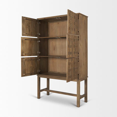 Truss Cool Brown Wood 6 Door Tall Cabinet by Mercana at Eve Furniture