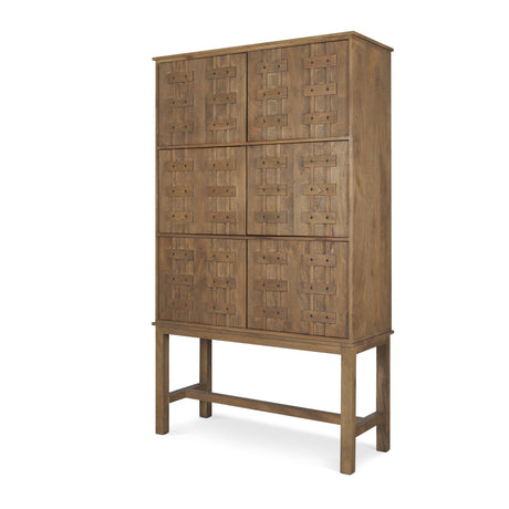 Truss Cool Brown Wood 6 Door Tall Cabinet by Mercana at Eve Furniture