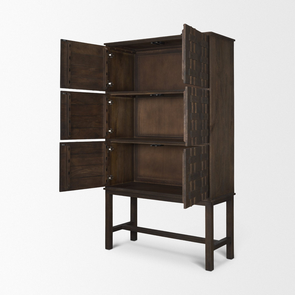 Truss Dark Brown Wood 6 Door Tall Cabinet by Mercana at Eve Furniture