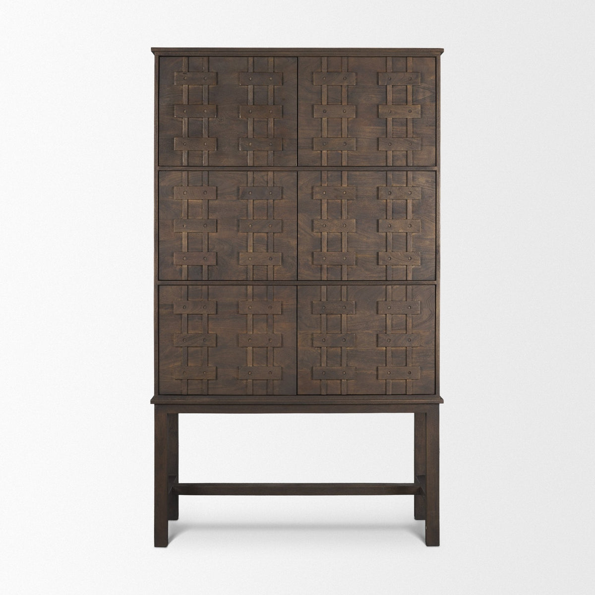 Truss Dark Brown Wood 6 Door Tall Cabinet by Mercana at Eve Furniture