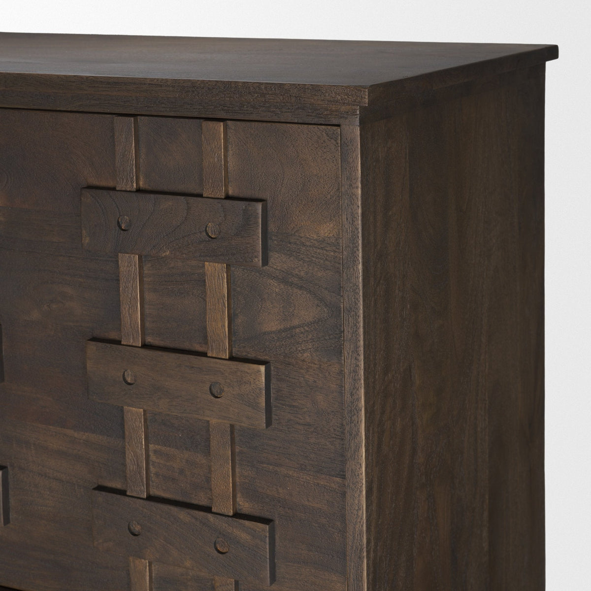 Truss Dark Brown Wood 6 Door Tall Cabinet by Mercana at Eve Furniture