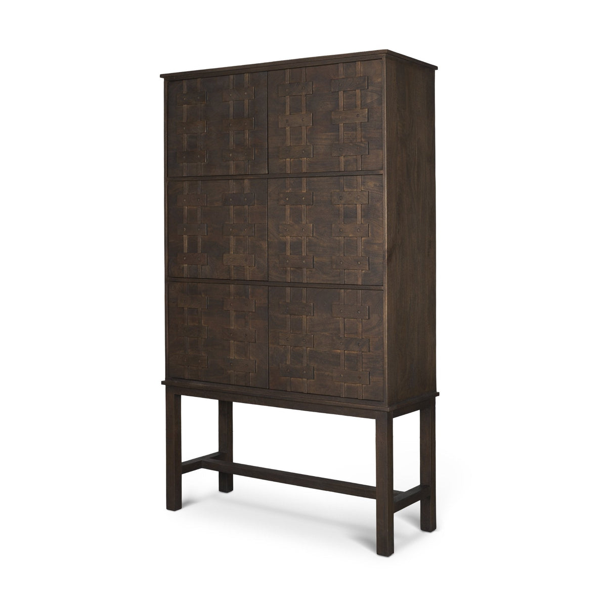Truss Dark Brown Wood 6 Door Tall Cabinet by Mercana at Eve Furniture
