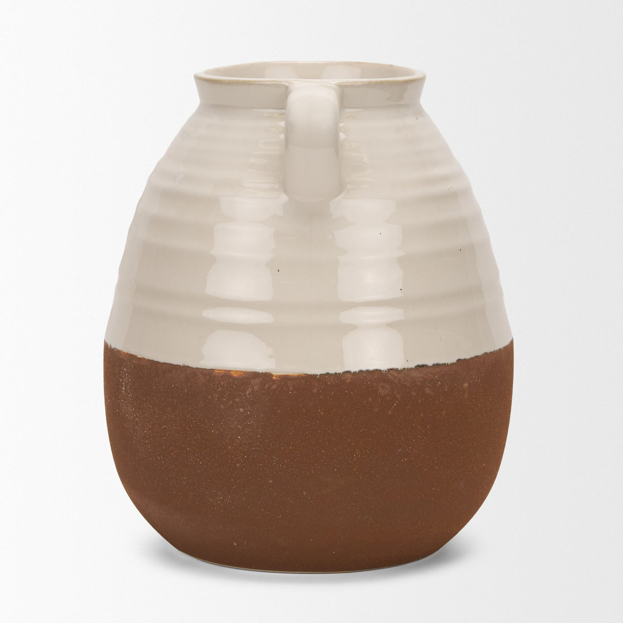 Tryna Large Beige w/ Matte Brown Ceramic Vase by Mercana at Eve Furniture