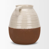 Tryna Large Beige w/ Matte Brown Ceramic Vase by Mercana at Eve Furniture