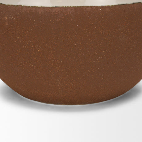 Tryna Large Beige w/ Matte Brown Ceramic Vase by Mercana at Eve Furniture