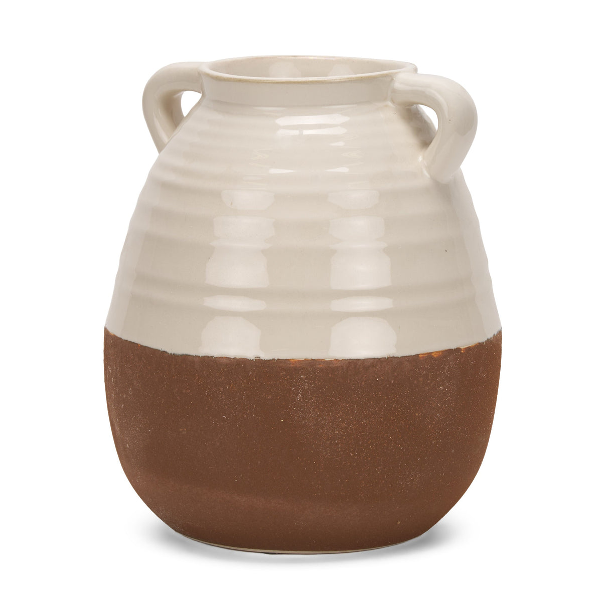 Tryna Large Beige w/ Matte Brown Ceramic Vase by Mercana at Eve Furniture