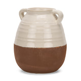 Tryna Large Beige w/ Matte Brown Ceramic Vase by Mercana at Eve Furniture