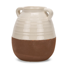 Tryna Large Beige w/ Matte Brown Ceramic Vase by Mercana at Eve Furniture
