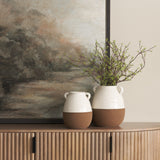 Tryna Small Beige w/ Matte Brown Ceramic Vase by Mercana at Eve Furniture