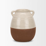 Tryna Small Beige w/ Matte Brown Ceramic Vase by Mercana at Eve Furniture
