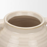 Tryna Small Beige w/ Matte Brown Ceramic Vase by Mercana at Eve Furniture