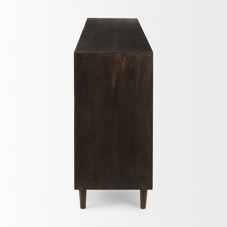 Tucker Dark Brown w/ Carved Arch Pattern 4 Door Sideboard by Mercana at Eve Furniture