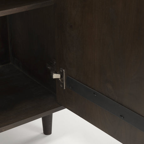 Tucker Dark Brown Wood w/ Carved Arch Pattern 2 Door Cabinet by Mercana at Eve Furniture