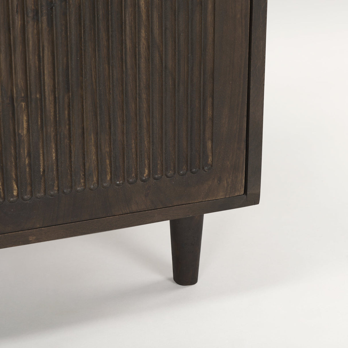 Tucker Dark Brown Wood w/ Carved Arch Pattern 2 Door Cabinet by Mercana at Eve Furniture