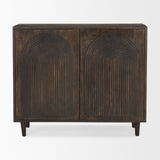 Tucker Dark Brown Wood w/ Carved Arch Pattern 2 Door Cabinet by Mercana at Eve Furniture