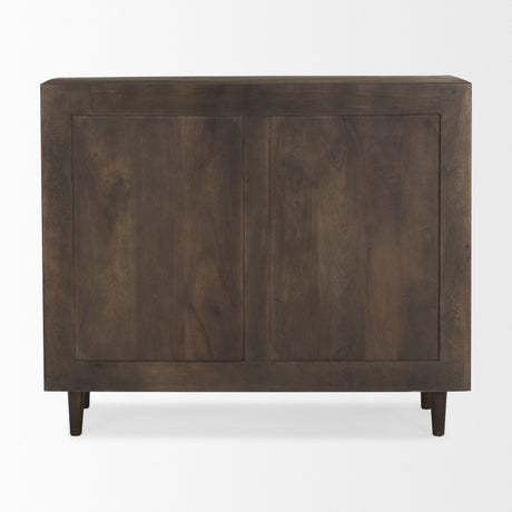 Tucker Dark Brown Wood w/ Carved Arch Pattern 2 Door Cabinet by Mercana at Eve Furniture