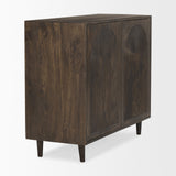 Tucker Dark Brown Wood w/ Carved Arch Pattern 2 Door Cabinet by Mercana at Eve Furniture