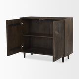 Tucker Dark Brown Wood w/ Carved Arch Pattern 2 Door Cabinet by Mercana at Eve Furniture