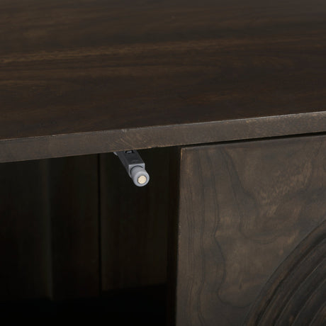 Tucker Dark Brown Wood w/ Carved Arch Pattern 2 Door Cabinet by Mercana at Eve Furniture