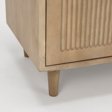 Tucker Light Brown Wood w/ Carved Arch Pattern 2 Door Accent Cabinet by Mercana at Eve Furniture