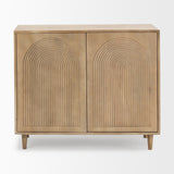 Tucker Light Brown Wood w/ Carved Arch Pattern 2 Door Accent Cabinet by Mercana at Eve Furniture
