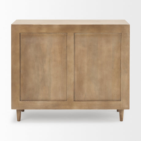 Tucker Light Brown Wood w/ Carved Arch Pattern 2 Door Accent Cabinet by Mercana at Eve Furniture