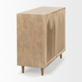 Tucker Light Brown Wood w/ Carved Arch Pattern 2 Door Accent Cabinet by Mercana at Eve Furniture